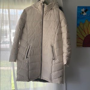 NWOT Calvin Klein cream long puffy jacket xl